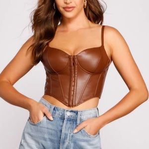 Brand new never worn- brown leather corset crop top